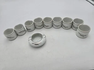 Fukagawa Silver Wheat Napkin Ring 1.5" inch Arita Fine China Set Of 9 & Ash Tray - Picture 1 of 8