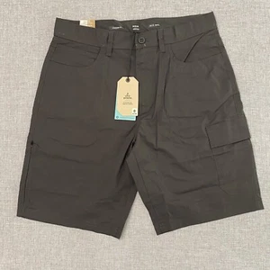 Prana Mens 33 Double Peak Charcoal Rip Stop Cargo UPF50 Hiking Shorts New - Picture 1 of 9