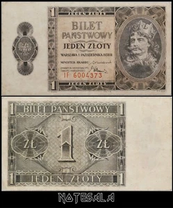 POLAND 1 ZLOTY 1938 Pick-50 VF+ S/N IF 6004373 *SCARCE* - Bild 1 von 2