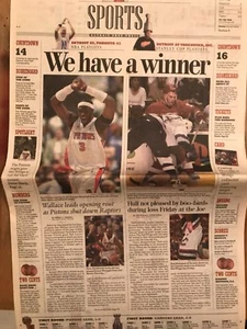ben wallace brett hull playoffs pistons/redwings detroit free press newspaper - Picture 1 of 2