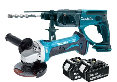 Makita Angle Grinder DGA452 SDS Hammerdrill DHR202 Batteries 2 BL1830 - Image 1 of 4