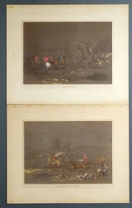 (2) Phiz HABLOT KNIGHT BROWNE Illustration Art FOX HUNTING Watercolor Painting - Picture 1 of 15