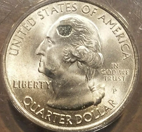 2014 P Shenandoah Quarter Struck Thru Retained Debris ERROR COIN ATB ANACS MS65 Cover