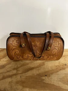 Handmade Leather Purse - One Of A Kind - Vintage- Handbag -Hand Stitched Design - Picture 1 of 13