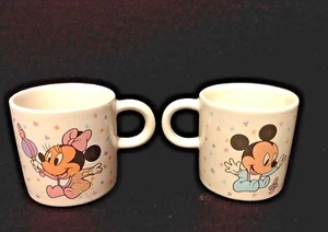 Pair VTG Mickey/Minnie Mouse "A Babies A Bundle of Love & Delight" Disney Mugs - Picture 1 of 5
