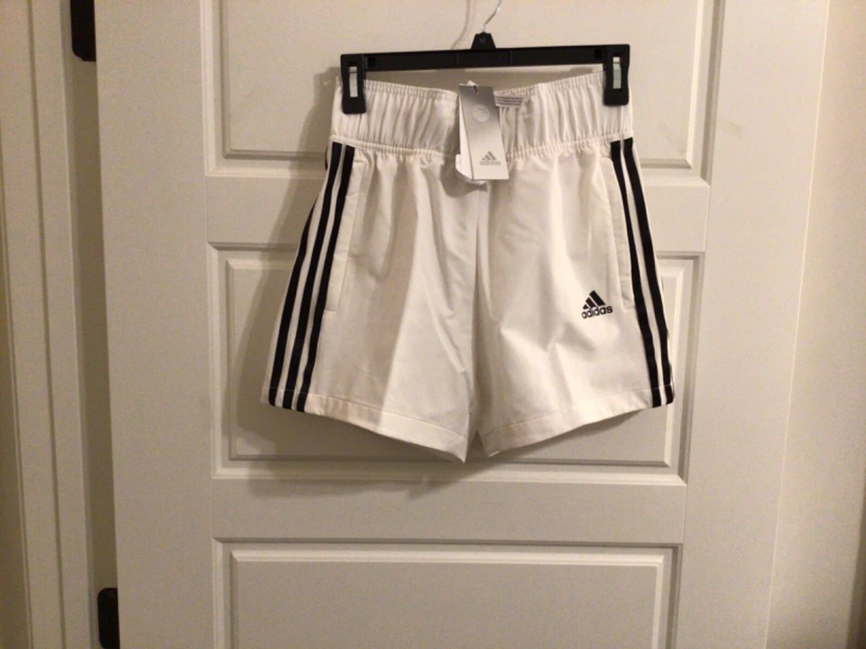 Adidas Women's Tiro White Shorts Black Stripes Soccer Hidden Pockets Small