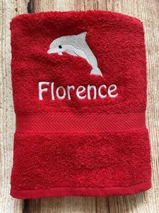Embroidered Personalised Swimming, beach or Sports Towel. Ideal gift - Dolphin - Picture 1 of 21