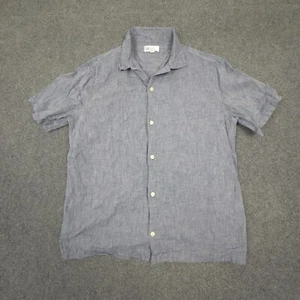 GAP Shirt Mens SMALL Blue Linen Short Sleeve Button Up Collared summer Size S - Picture 1 of 9