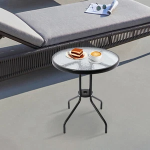 Patio Round Side Table Outdoor & Indoor Small End Table Coffee Bistro Table - Picture 1 of 24