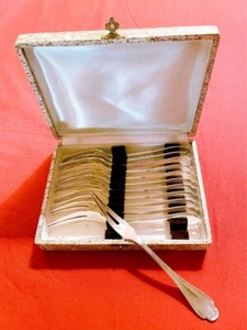 Alfenide Christofle 12-Piece Silver Plated Escargot / Fruit Forks LouisXV in Box - Picture 1 of 4