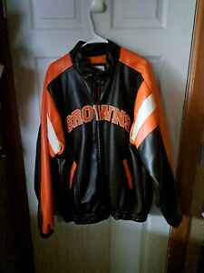 NFL Cleveland Browns Leather Football Jacket Sz Large