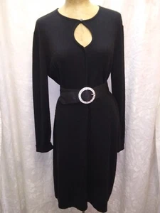 Vintage 1990's Black Acrylic Nylon Knit Dress by Jones New York M - Picture 1 of 9
