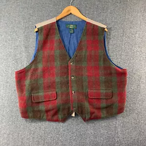 Vintage Orvis Wool Vest Men 2XL Buffalo Plaid Red Outdoor Hunting Shooting - Picture 1 of 10