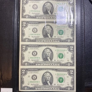 💎 2003 A $2 Dollar Uncut Sheet Of 4 Notes Uncirculated Crisp Monetary Exchange - Picture 1 of 6