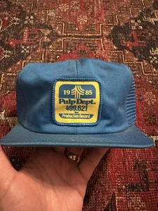 Vtg 1985 Pulp Dept Hat Snapback Trucker Cap Patch K-Brand USA - Picture 1 of 4