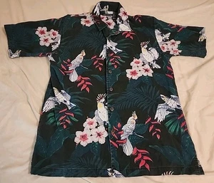 Vintage No Boundaries Hawaiian Shirt Men's M Parakeets Bird of Paradise 90s - Picture 1 of 10