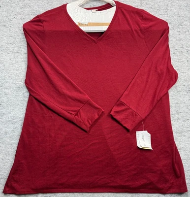 Top rojo manga larga LulaROE Elizabeth 3XL cuello en V para mujer Foto 1 de 4