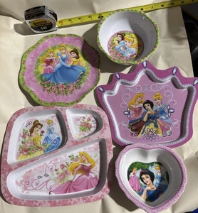 5 Disney Princess Plates And Bowls  Zak Kcare Snow White Belle Cinderella - Picture 1 of 12