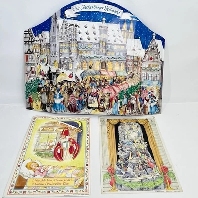 Vintage Advent Calendar Lot of 3 World Book Old Rothenburg German Market Scene - Image 1 of 4