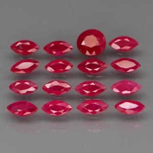 Marquesa y Redonda 5x2.5 a 5x5mm. Solo Calefacción Superior Rojo Rosa Rubí Myanmar 16 Piezas/2.90Ct - Imagen 1 de 6