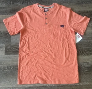 Camiseta Wrangler Workwear Performance Henley Naranja Arabesco Para Hombre Pequeña - Imagen 1 de 4