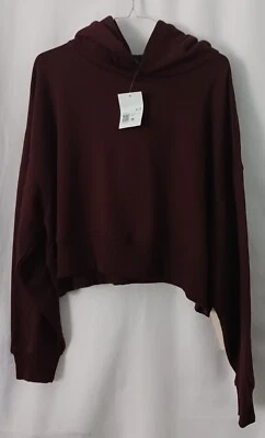 女式 Jr's Forever21 Plus 栗色勃艮第 CROP TOP 连帽衫尺寸 3XL 标牌 — 第 1/4 张图片