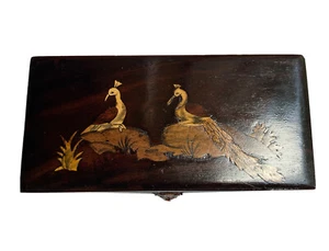Vtg Trinket Bird Rose Wood HandCrafted Not Used Storage Jewelry Box 1970s - Picture 1 of 9