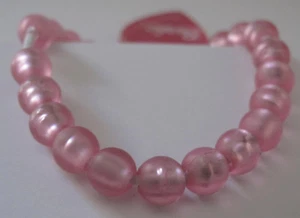 Girls Pink Beads Stretch Bracelet with Heart Charm - Picture 1 of 4