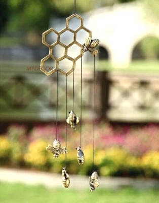 Carillón de viento para abejas y panal de abeja colmena metal jardín abejorro abejorro Foto 1 de 2