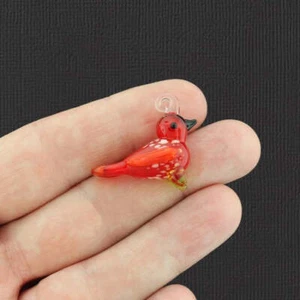 Red Cardinal Bird Lampwork Glass Charm - Z1407 - Picture 1 of 1