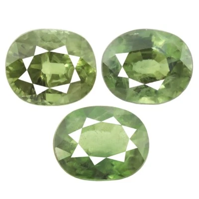 Comely Trio 2.61ct Oval Cut Natural Yellowish Green Sapphire Mined at Madagascar - Image 1 of 4