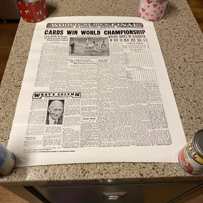 St. Louis Post Dispatch 1946 World Champs St. Louis Cardinals Poster 22.5"x17.5" - Image 1 of 4