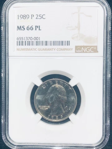 1989 P PROOF LIKE NGC MS66 PL WASHINGTON QUARTER HIGH GRADE! Bright White Coin Cover