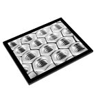 A3 Glass Frame - Silver Nuts For Bolts Engineering Art Gift #16070