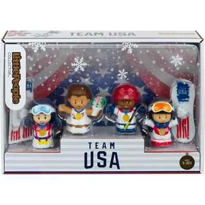 Fisher-Price Little People Team EE. UU. Deportes de Invierno Coleccionista Juego de 4 Figuras ¡Nuevo! - Imagen 1 de 2