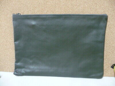 Mark And Graham Leather Zipper Pouch  Cosmetics Case Olive Green  Toiletry Bag • 29.99£