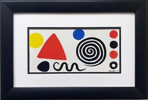 Alexander Calder "Abstracción" 1966 ENMARCADO PERSONALIZADO Arte Abstracto Negro Blanco Rojo S - Imagen 1 de 3