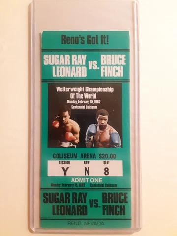 Sugar Ray Leonard vs Bruce Finch Boxing Ticket World Welterweight Cover