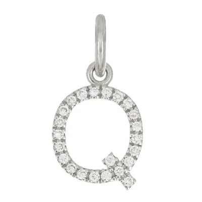 14k Yellow White or Rose Gold Diamond Initial Letter Q Charm Pendant - Image 1 of 4