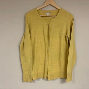 Mustard Yellow Knit Cardigan Sweater Women’s Large Button Down Lightweight Shirt - Picture 1 of 5