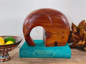 Vintage Hand Carved African Hardwood Elephant Art Sculpture - Picture 1 of 10