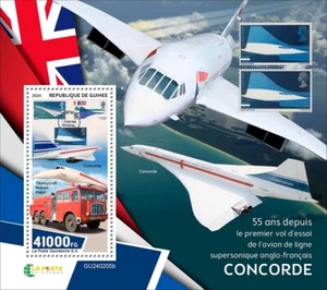 Supersonic Airliner Concorde Test Flight 55 Years MNH Stamps 2024 Guinea S/S - Picture 1 of 1