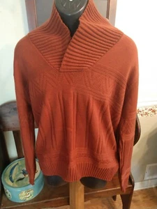 SUÉTER VINTAGE JCPENNY ÓXIDO NARANJA MENS TALLA L CHAL CUELLO TEJIDO MEZCLA DE LANA?? - Imagen 1 de 3