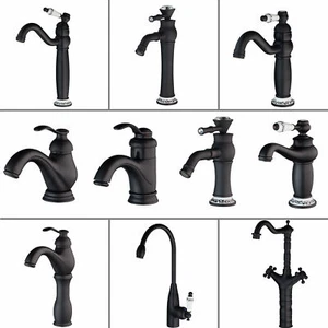 ORB & Black Bathroom Basin Vintage Mixer Faucet Single Handle Hole Vanity Taps - Picture 1 of 25