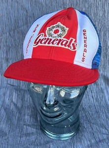 Vtg 1980s USFL football New Jersey Generals truckers AJD Cap Lucky Stripes hat - Picture 1 of 8