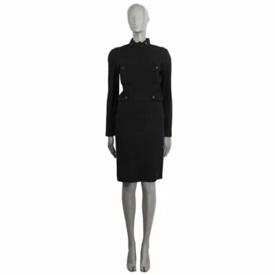 60150 auth YVES SAINT LAURENT black jersey Sheath Dress L - Изображение 1 из 4