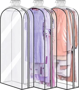 10" Gusseted All Clear Garment Bags for Hanging Clothes 50" Dress Bags forCloset - Picture 1 of 7
