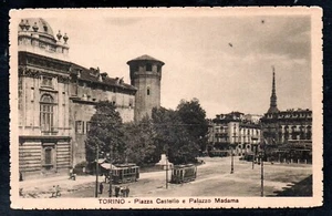 Cartolina Torino Piazza Castello e Palazzo Madama TRAM ANIMATA (CR393) - Picture 1 of 2