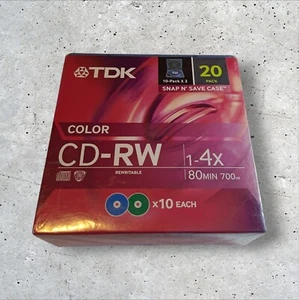 TDK CD-RW 20 Pack with Storage Cases - Picture 1 of 8