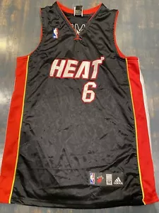 Vintage Adidas NBA Miami Heat LeBron James #6 Jersey Size 52 Sewn Logos - Picture 1 of 7